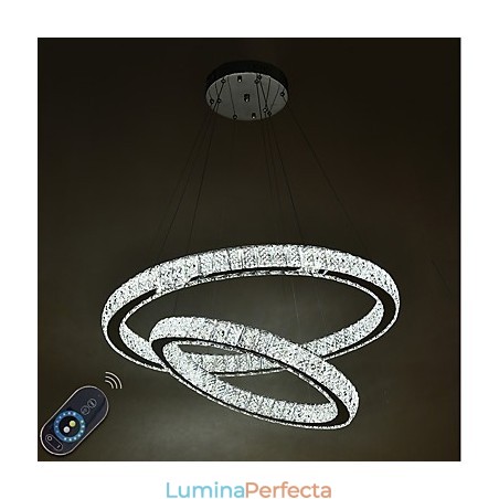 Candelabru din cristal de interior Lumină suspendată modernă Plafoniera Lampă de iluminat reglabilă cu telecomandă