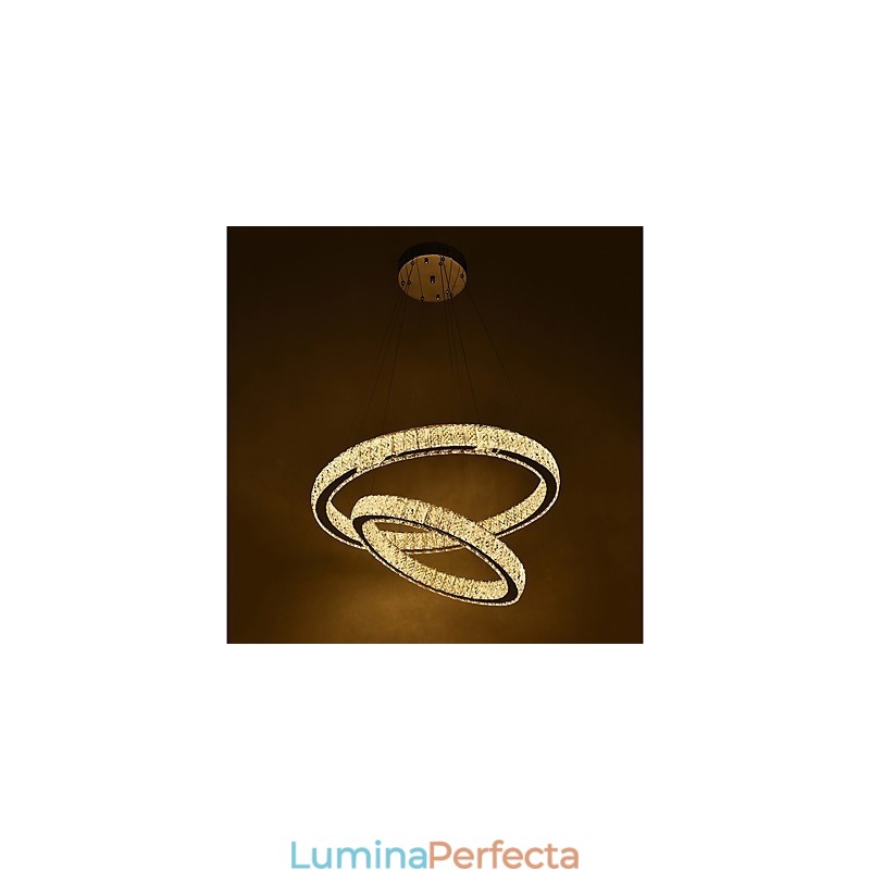 Candelabru din cristal de interior Lumină suspendată modernă Plafoniera Lampă de iluminat reglabilă cu telecomandă