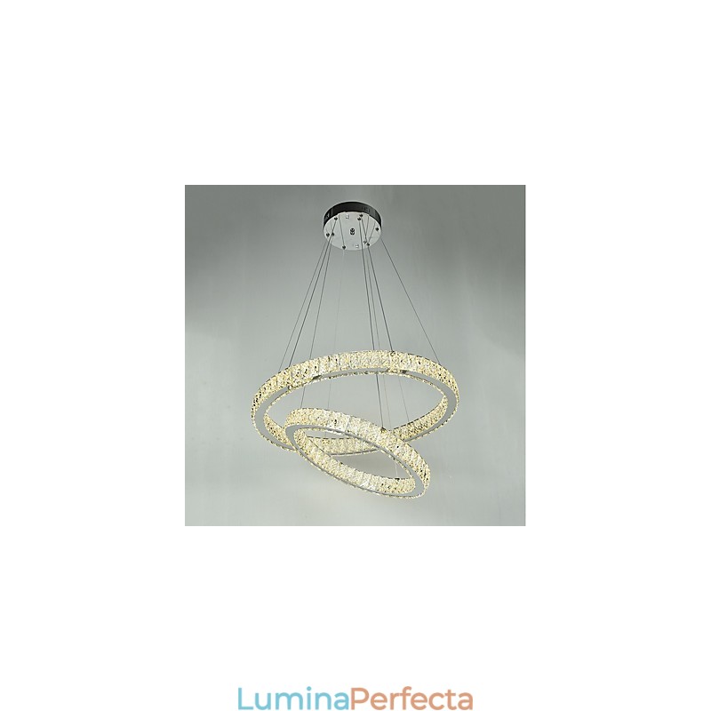 Candelabru din cristal de interior Lumină suspendată modernă Plafoniera Lampă de iluminat reglabilă cu telecomandă