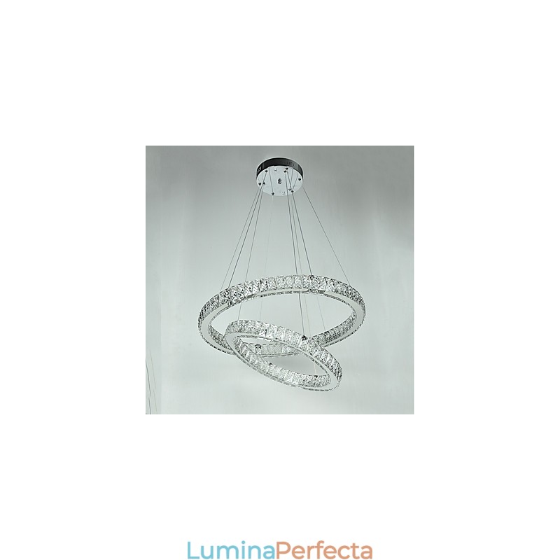 Candelabru din cristal de interior Lumină suspendată modernă Plafoniera Lampă de iluminat reglabilă cu telecomandă