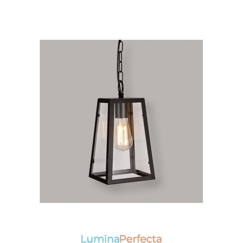 Lampă de metal vintage cu abajur din sticlă