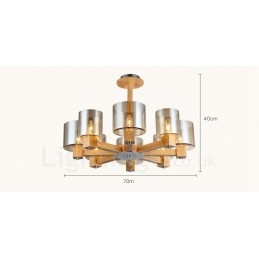 8 Candelabru din lemn deschis modern în stil nordic contemporan cu abajur din sticlă