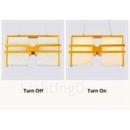 Lampă suspendată retro vintage din lemn deschis cu 2 lumină, cu abajur din material textil
