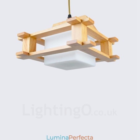 1 Lumină suspendată din lemn deschis modern și contemporan în stil nordic cu abajur din sticlă 1 Lumină suspendată din lemn deschis modern și contemporan în stil nordic cu abajur din sticlă