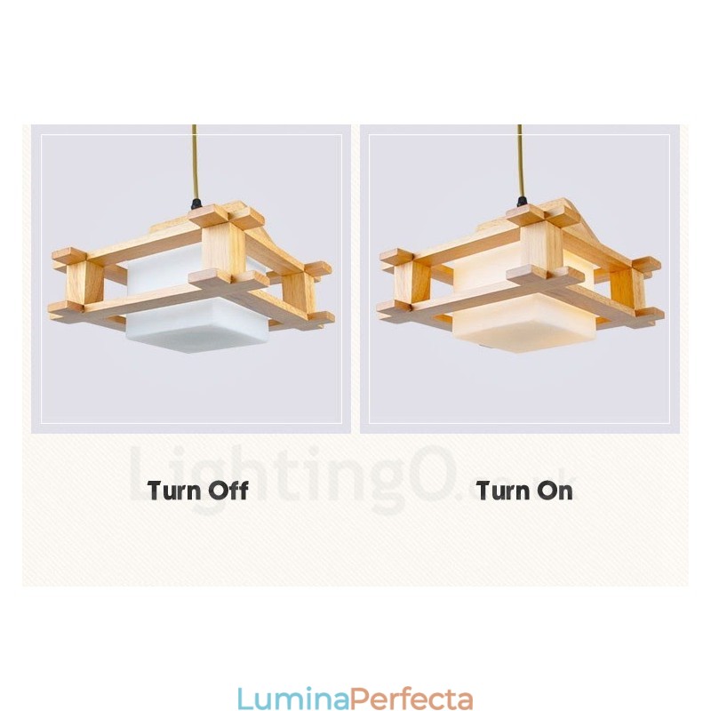 1 Lumină suspendată din lemn deschis modern și contemporan în stil nordic cu abajur din sticlă