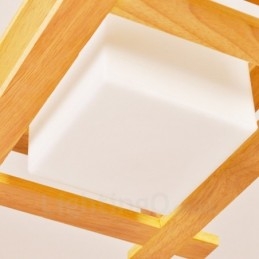 1 Lumină suspendată din lemn deschis modern și contemporan în stil nordic cu abajur din sticlă