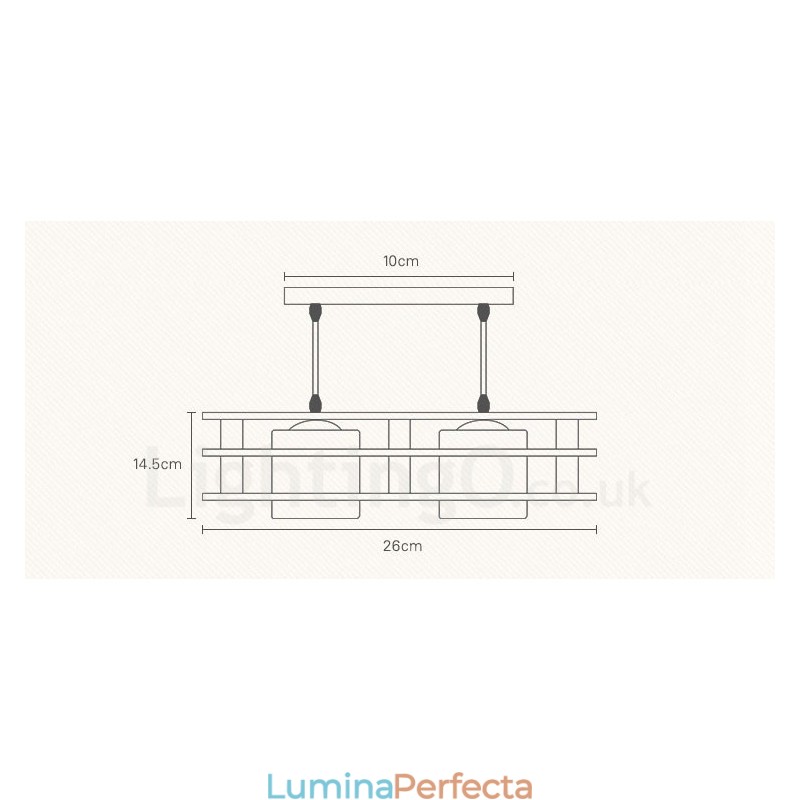 Lampă suspendată cu 2 lumină din lemn, modern și contemporan în stil nordic, cu abajur din sticlă