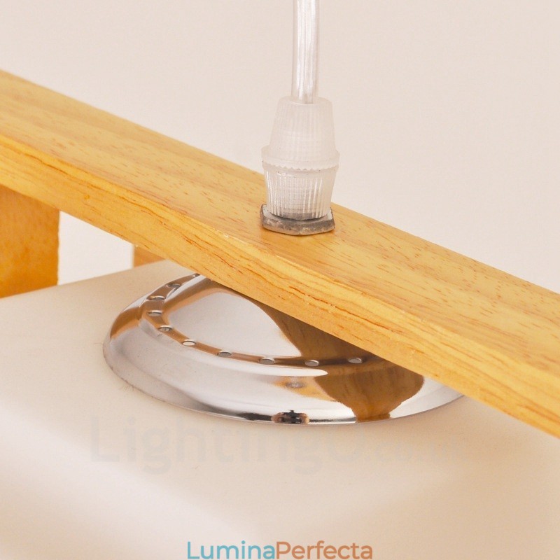 Lampă suspendată cu 2 lumină din lemn, modern și contemporan în stil nordic, cu abajur din sticlă