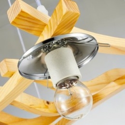 Lampă suspendată rustic Lodge cu 4 lumini din lemn cu abajur din sticlă