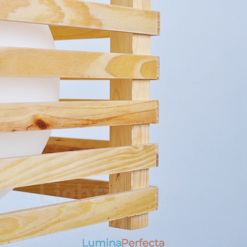 1 Lumină suspendată din lemn deschis modern și contemporan în stil nordic cu abajur din sticlă