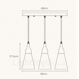 Lampă suspendată modernă, contemporană, cu 3 lumină, din lemn, cu abajur din material textil