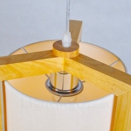 1 Lumină suspendată din lemn deschis modern, contemporan în stil nordic, cu abajur din material textil