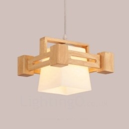 1 Lumină suspendată din lemn deschis modern, contemporan în stil nordic, cu abajur din material textil