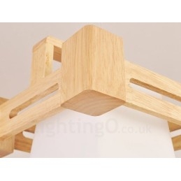 1 Lumină suspendată din lemn deschis modern, contemporan în stil nordic, cu abajur din material textil