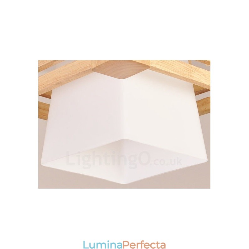 1 Lumină suspendată din lemn deschis modern, contemporan în stil nordic, cu abajur din material textil
