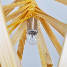 1 Lumină suspendată din lemn deschis modern și contemporan în stil nordic cu abajur din lemn