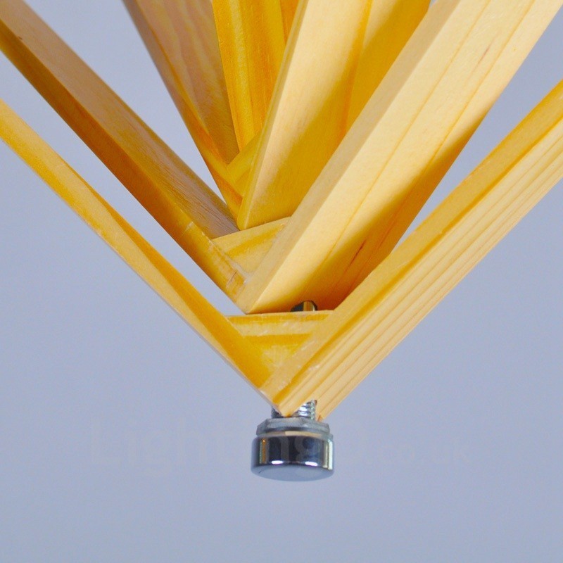 1 Lumină suspendată din lemn deschis modern și contemporan în stil nordic cu abajur din lemn