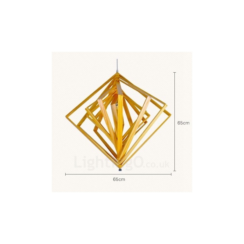 1 Lumină suspendată din lemn deschis modern și contemporan în stil nordic cu abajur din lemn