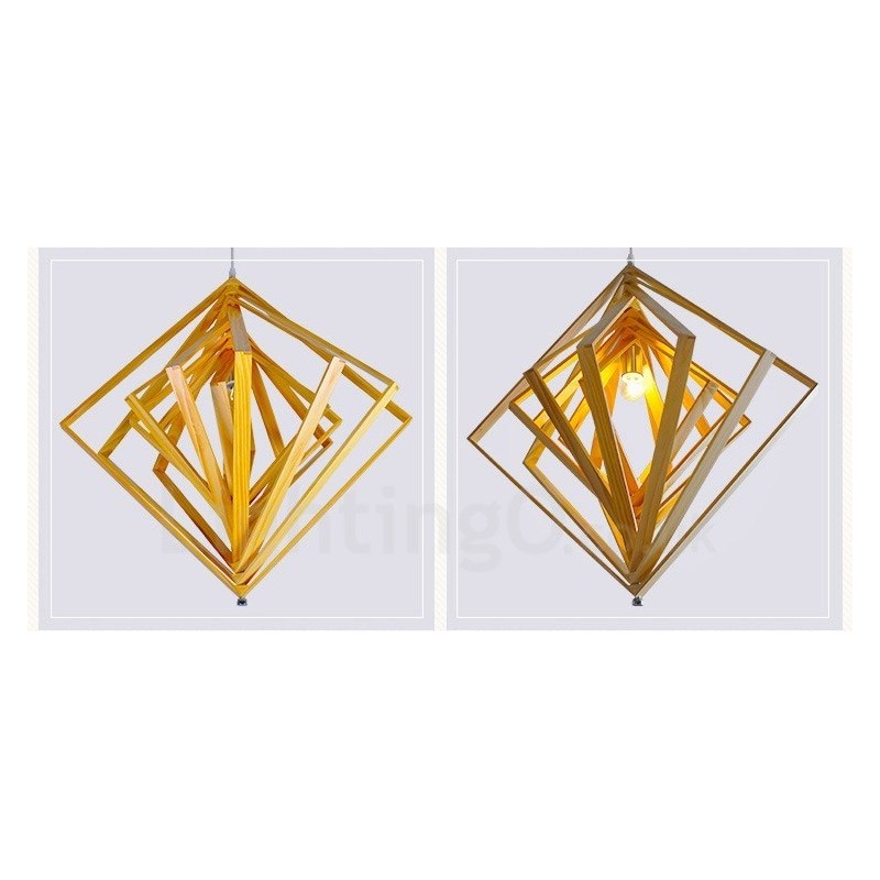 1 Lumină suspendată din lemn deschis modern și contemporan în stil nordic cu abajur din lemn