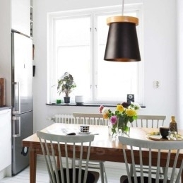 1 Lumină suspendată din lemn deschis modern și contemporan în stil nordic cu abajur din fier