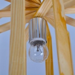 1 Lumină suspendată din lemn deschis modern și contemporan în stil nordic cu abajur din lemn