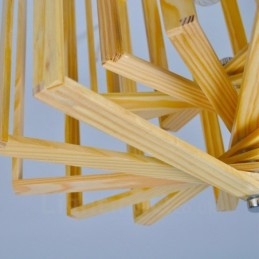 1 Lumină suspendată din lemn deschis modern și contemporan în stil nordic cu abajur din lemn