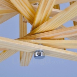 1 Lumină suspendată din lemn deschis modern și contemporan în stil nordic cu abajur din lemn