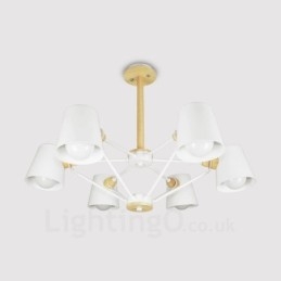 6 Lampă suspendată din lemn deschis modern, contemporan în stil nordic, cu abajur din fier