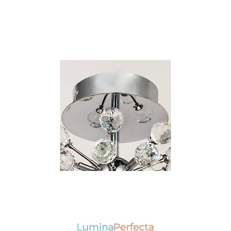 Candelabru modern, contemporan, din cristal, în stil mini, din metal cromat