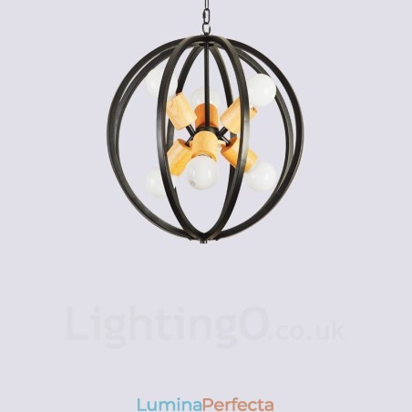 Lampă suspendată retro vintage cu 6 lumini cu abajur din fier Lampă suspendată retro vintage cu 6 lumini cu abajur din fier