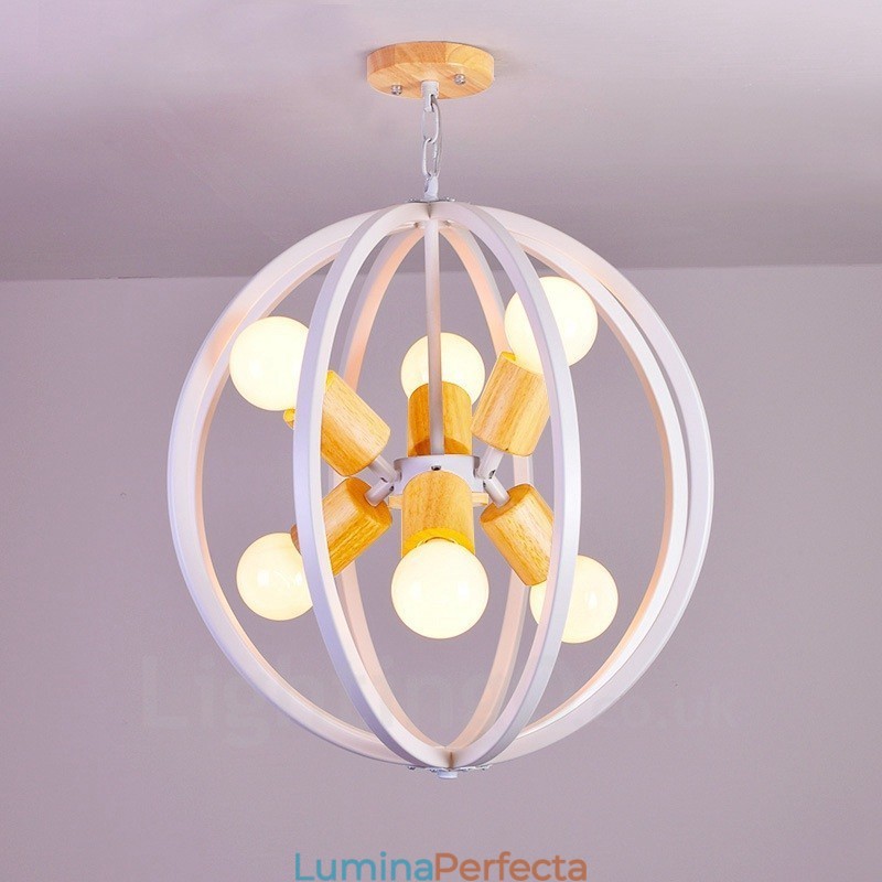 Lampă suspendată retro vintage cu 6 lumini cu abajur din fier