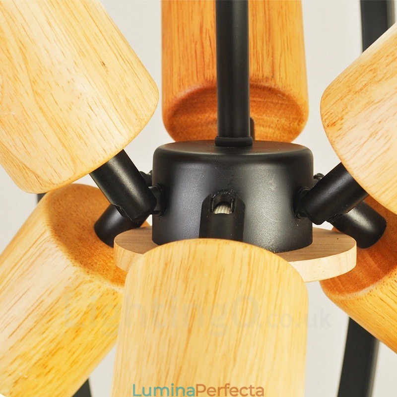 Lampă suspendată retro vintage cu 6 lumini cu abajur din fier
