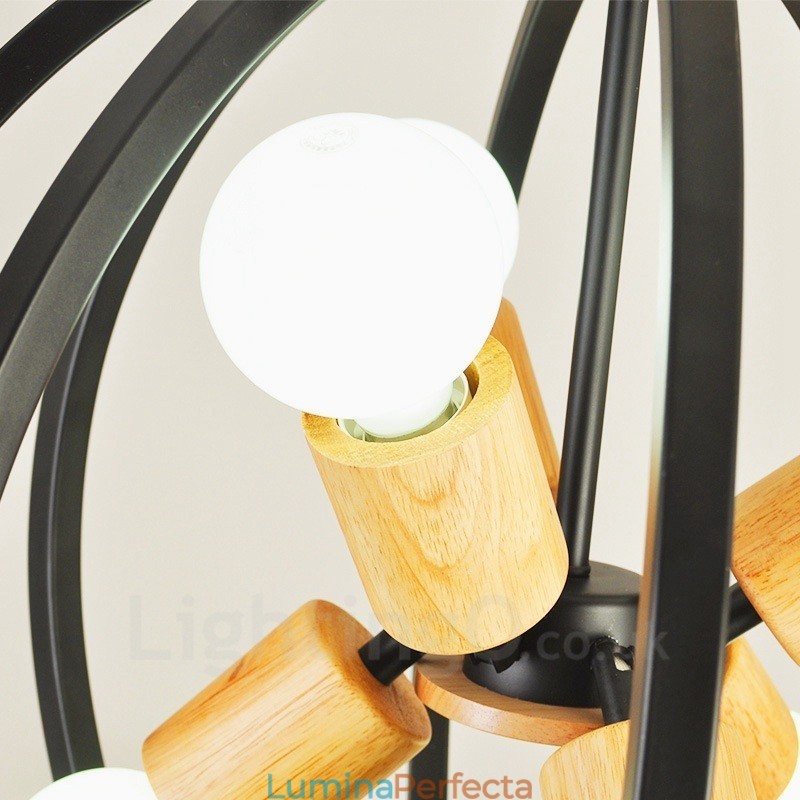 Lampă suspendată retro vintage cu 6 lumini cu abajur din fier