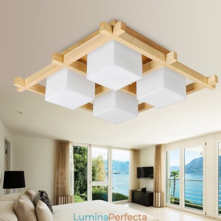 Plafoniere cu 4 lumini, în stil nordic, modern și contemporan, cu abajur din sticlă Plafoniere cu 4 lumini, în stil nordic, modern și contemporan, cu abajur din sticlă
