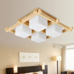 Plafoniere cu 4 lumini, în stil nordic, modern și contemporan, cu abajur din sticlă