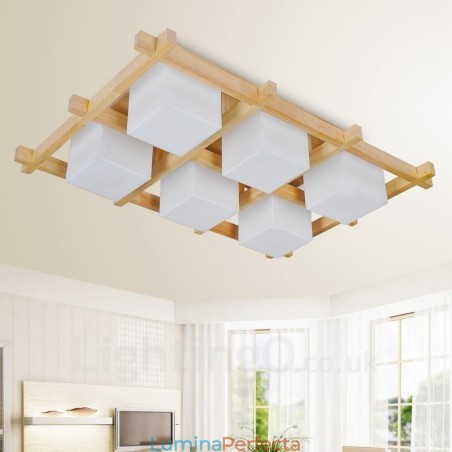 Plafoniere cu 6 lumini, în stil nordic, modern și contemporan, cu abajur din sticlă Plafoniere cu 6 lumini, în stil nordic, modern și contemporan, cu abajur din sticlă