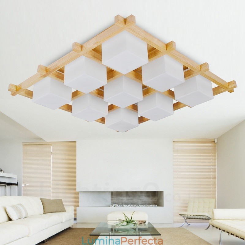 Plafoniere cu 9 lumini, moderne, contemporane, în stil nordic, cu abajur de sticlă