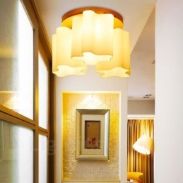 Plafoniere moderne, contemporane, cu 3 lumini, cu abajur din sticlă