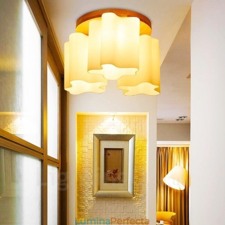 Plafoniere moderne, contemporane, cu 3 lumini, cu abajur din sticlă Plafoniere moderne, contemporane, cu 3 lumini, cu abajur din sticlă