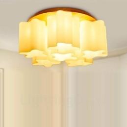 Plafoniere moderne, contemporane, cu 6 lumini, cu abajur din sticlă