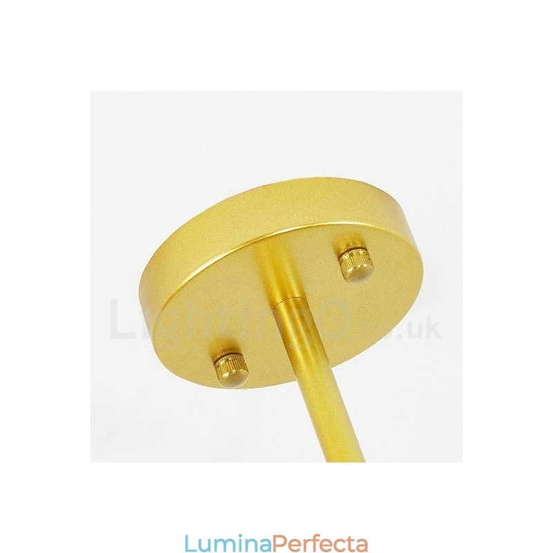 Plafoniere cu 9 lumini, moderne, contemporane, în stil nordic, candelabru placat cu cupru cu abajur din sticlă auriu și alb.