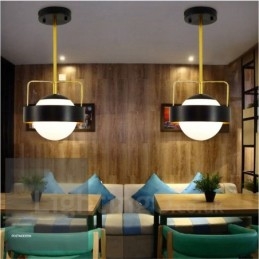 Plafoniere moderne, contemporane, cu 1 lumină, plafoniere din cupru, cu abajur din sticlă albă și neagră