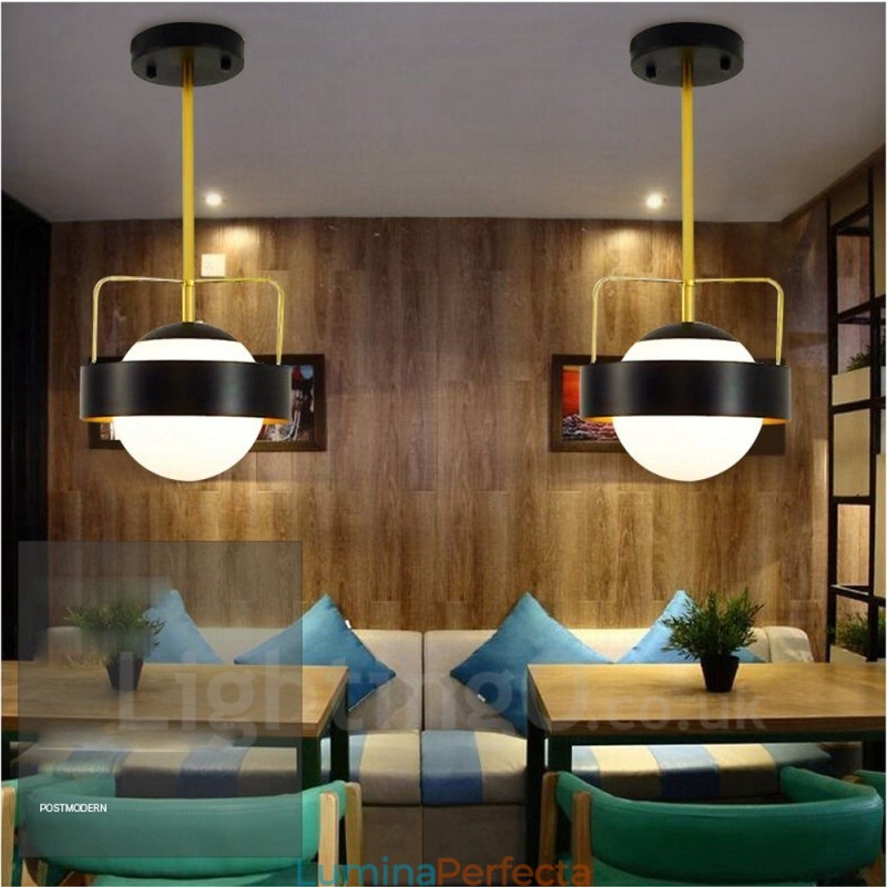 Plafoniere moderne, contemporane, cu 1 lumină, plafoniere din cupru, cu abajur din sticlă albă și neagră