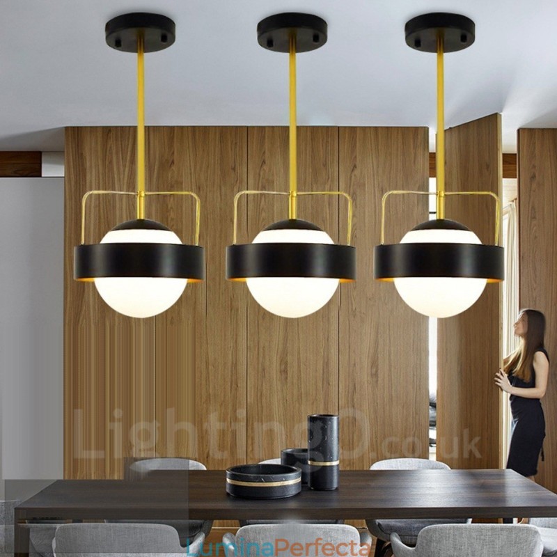 Plafoniere moderne, contemporane, cu 1 lumină, plafoniere din cupru, cu abajur din sticlă albă și neagră