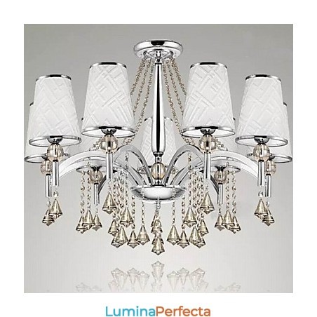 Candelabru contemporan modern din metal cromat din cristal Candelabru contemporan modern din metal cromat din cristal