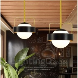 Plafoniere moderne, contemporane, cu 1 lumină, plafoniere din cupru, cu abajur din sticlă albă și neagră