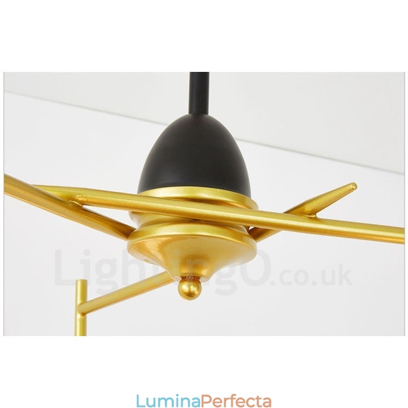 Plafoniere moderne și contemporane cu 3 lumini Candelabru placat cu cupru cu abajur din sticlă albă și neagră