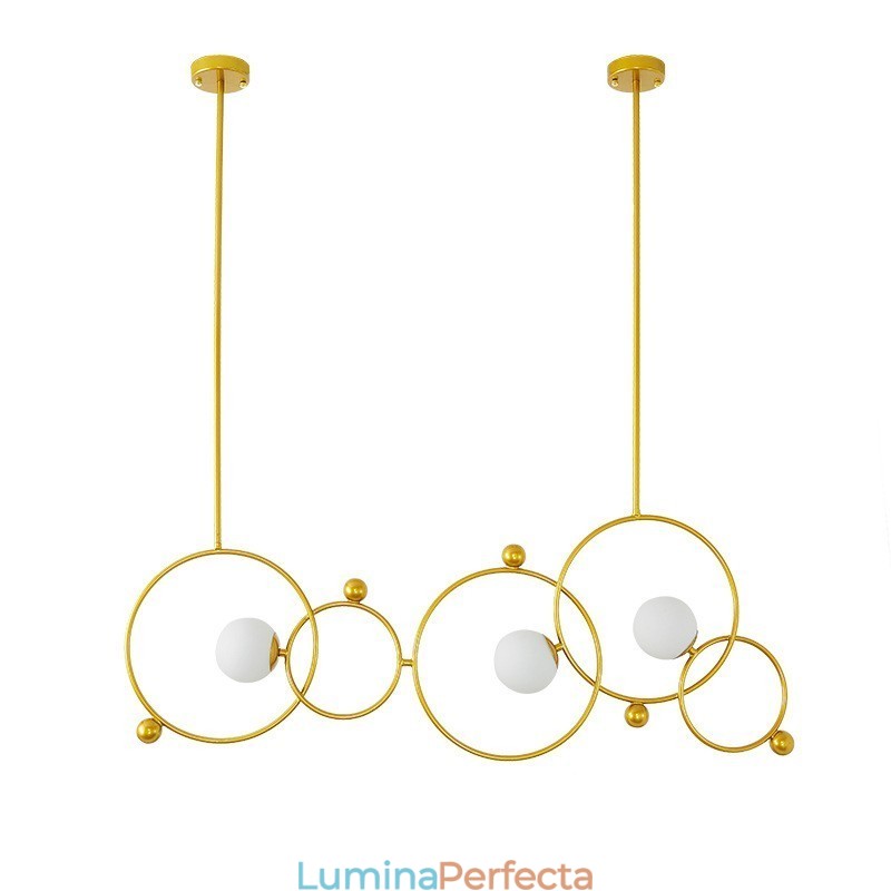 Plafoniere moderne și contemporane cu 3 lumini Candelabru placat cu cupru cu abajur din sticlă albă