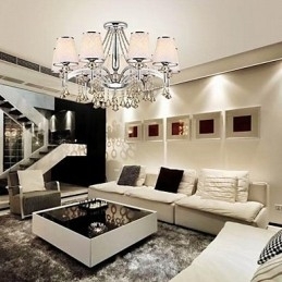 Candelabru contemporan modern din metal cromat din cristal