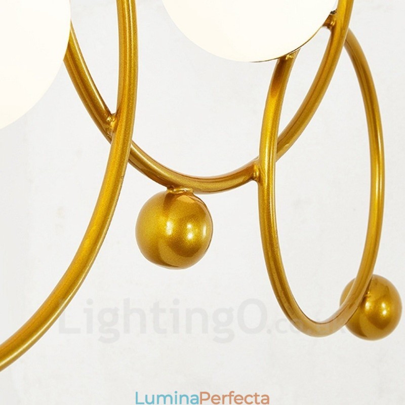 Plafoniere moderne și contemporane cu 3 lumini Candelabru placat cu cupru cu abajur din sticlă albă